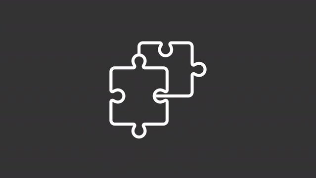 Animated unsolved white line icon. Brainstorming. Solving impossible puzzle, riddle. Seamless loop HD video with alpha channel on transparent background. Motion graphic design for night mode