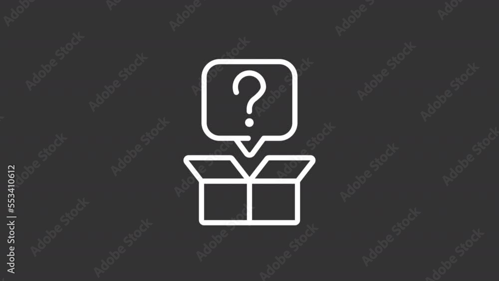 Poster animated quiz white line icon. out-of-the-box question. thinking puzzle and riddle. seamless loop hd
