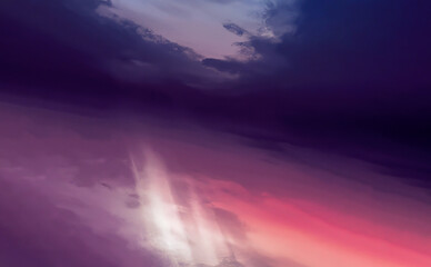 watercolor of blue sky with clouds. Background art featured on artstation