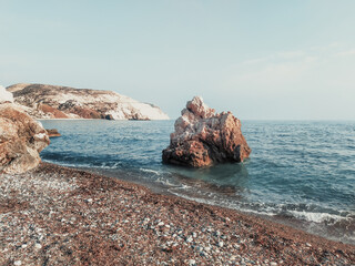 Aphrodite's beach, Petra tou Romiou sea view. Travel destination in Paphos, Cyprus landmark.