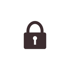 Locked padlock icon. Symbol of safety, security, privacy, protected secret confidential information, safe password, encryption. Closed keyhole. Flat vector illustration isolated on white background