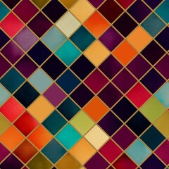 Abstract seamless pattern of geometric shapes. Endless tile background for printing on fabric. Combinations of shapes and colors.