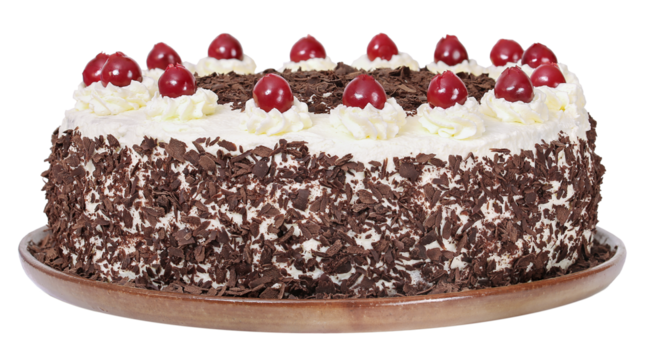 Traditional black forest cake from Germany, transparent background