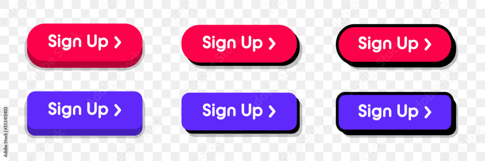 Poster sign up buttons. sign in, sign up web buttons set. user interface web buttons in flat style. login o