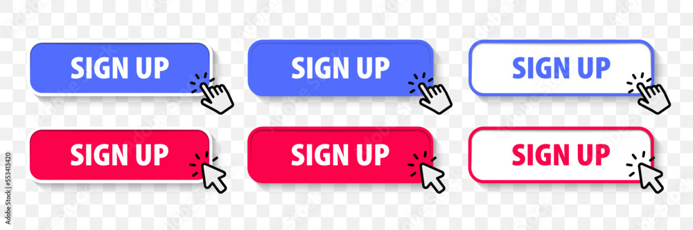 Poster sign up buttons. sign in, sign up web buttons set. user interface web buttons in flat style. login o