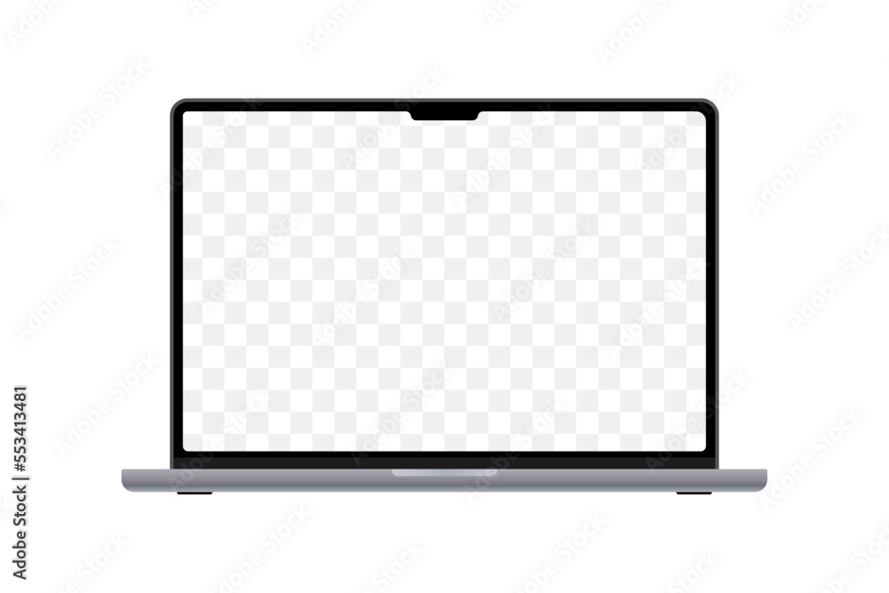 Fototapete modern laptop with blank screen. realistic computer notebook isolated on white background. blank cop