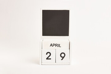 Calendar with date April 29 and space for designers. Illustration for an event of a certain date.