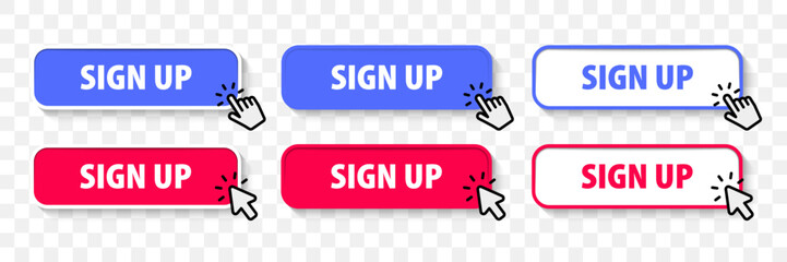 Sign up buttons. Sign in, sign up web buttons set. User interface web buttons in flat style. Login or signing up buttons. Vector illustration for UI, mobile app, web