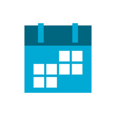 Blue calender logo icon flat vector design.