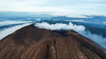 Aerial view of Mount Slamet or Gunung Slamet is an active stratovolcano in the Purbalingga Regency