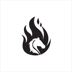 horse fire icon logo combination.