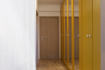 Obraz na płótnie Canvas Bedroom interior with modern furniture in a contemporary minimalist formula.