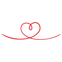 Red doodle heart, hand drawn line illustration	
