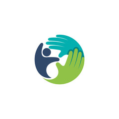 Human care logo with circle design temple, social logos