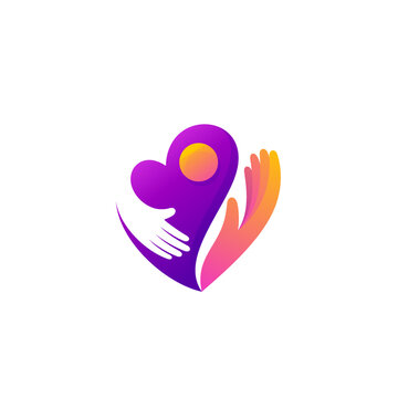 People logo and hand care design combination, 3d colorful