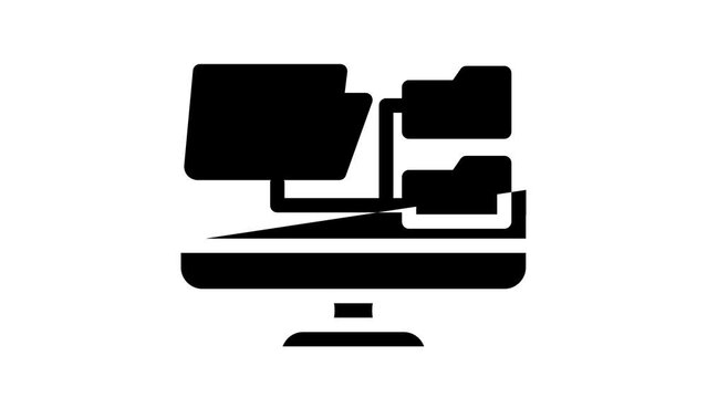 computer folder glyph icon animation