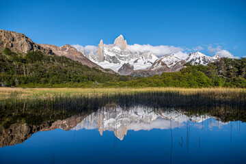 landscape of the trekking that goes to fitzroy mountain in el calafate, argentina
