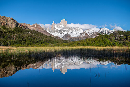 landscape of the trekking that goes to fitzroy mountain in el calafate, argentina
