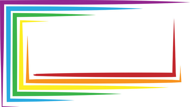 LGBT rainbow frame in rectangle shape. PNG transparent.