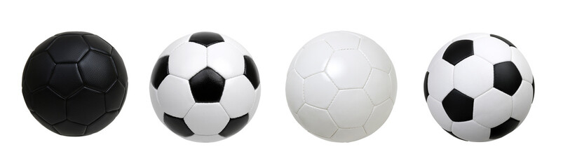 Soccer balls collection isolated on a white