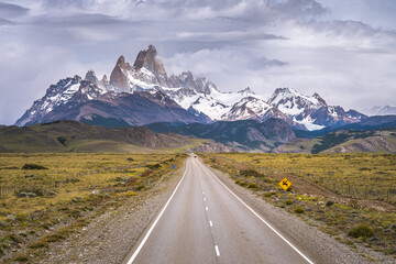 amazing landscape of patagonia with fitz roy mountain at background
