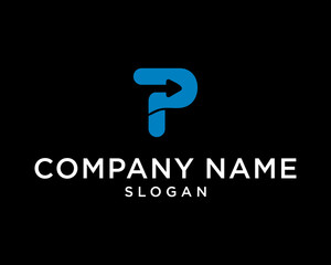 blue company logo MODERN LOGO INITIAL P