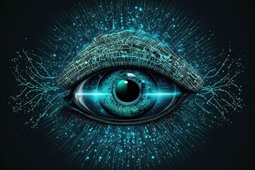 futuristic neural cyber eye with data and tech information Generative AI