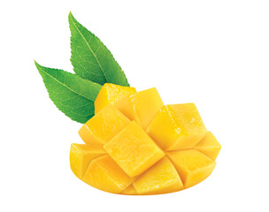 Mango and leaves isolated on white background