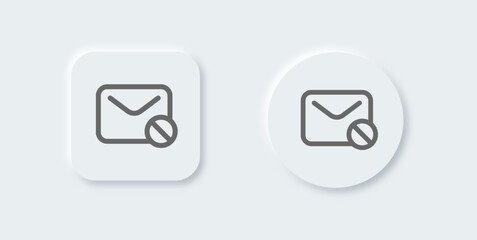 Block message line icon in neomorphic design style. Mail signs vector illustration.