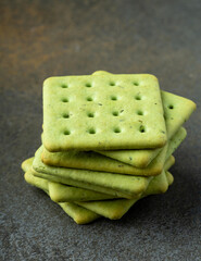 Close up of a stack of crackers