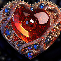 red heart crystal, decoration, jewellery