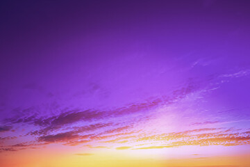 Morning Bright Dramatic Sunrise In Pink Colours. Bright Dramatic Sky In Violet Colours. Unusual...