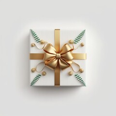 Christmas gift box top view Generative AI