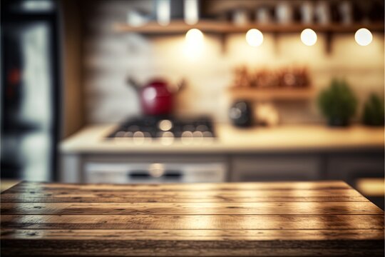 Kitchen Table With Blurred Out Of Focus Background For Product Display