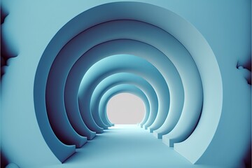 Naklejka premium Abstract tunnel with cloud window Generative AI
