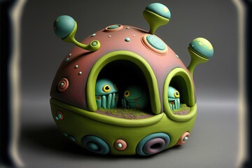 Alien cartoon house Generative AI