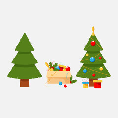 Christmas tree before and after decoration