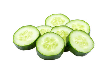 Fresh cucumber slices isolated on transparent png