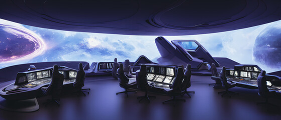 Artistic concept painting of a beautiful futuristic interior, Generative AI