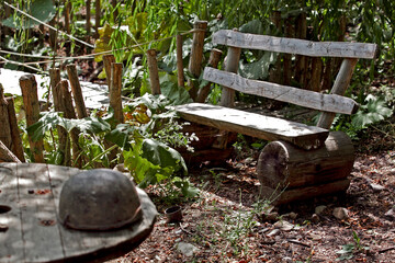 A beautiful mountain garden when the vegetation is green.