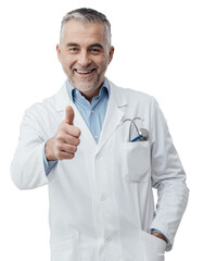 Cheerful doctor giving a thumbs up