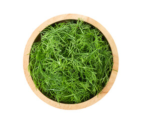 Fresh dill in wood bowl isolated on trasparent png