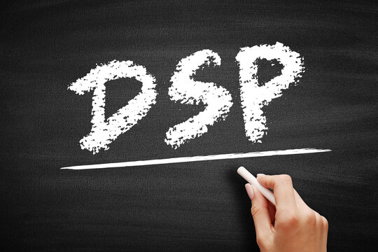 DSP - Delivery Service Provider acronym, business concept on blackboard