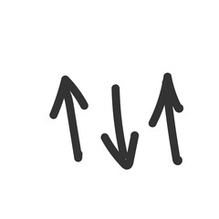 Curved arrow hand drawn. Sketch doodle style.