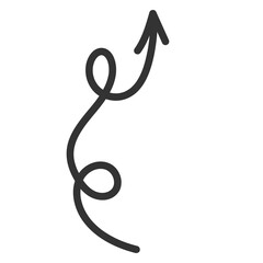 Obraz premium Curved arrow hand drawn. Sketch doodle style.