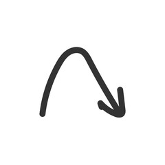 Curved arrow hand drawn. Sketch doodle style.