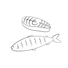 Salmon steak icon. Fish sign. Vector cartoon hand drawn illustration