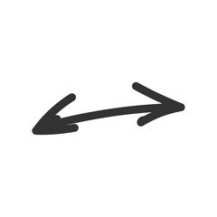Curved arrow hand drawn. Sketch doodle style.