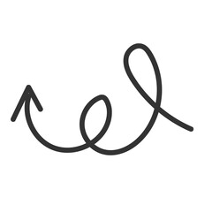 Curved arrow hand drawn. Sketch doodle style.