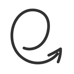 Curved arrow hand drawn. Sketch doodle style.